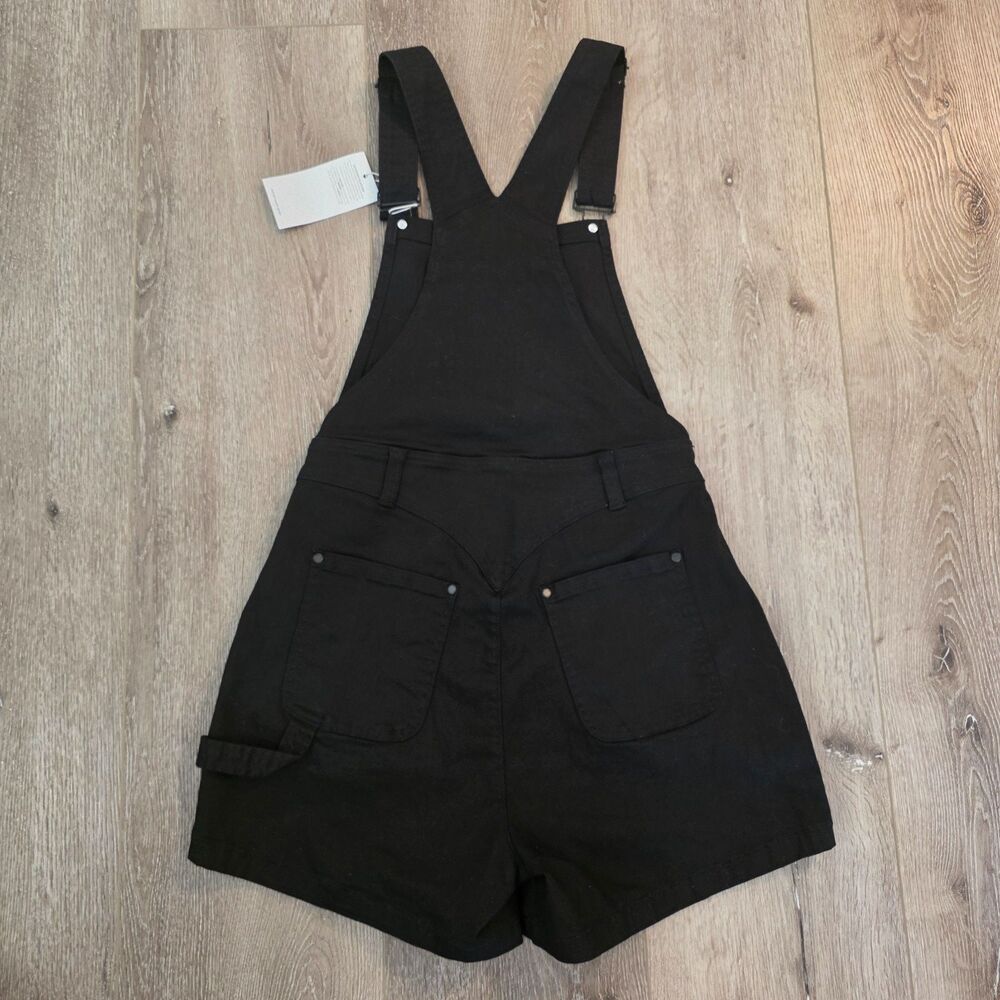NWT Women's Buffbunny Collection Short Overalls Black Shortalls Size M Stretch - Picture 4 of 4